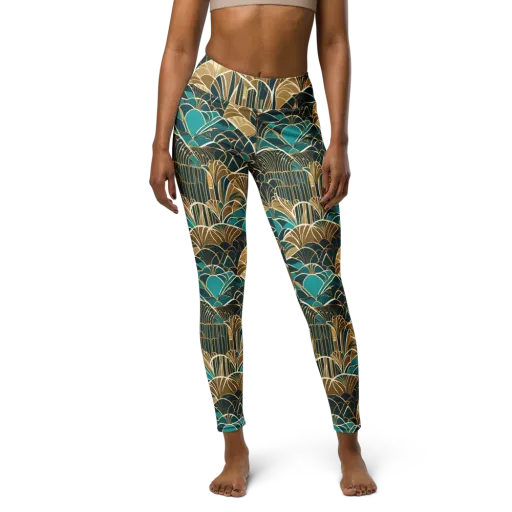 Gilded Fan Garden on a Yoga Leggings