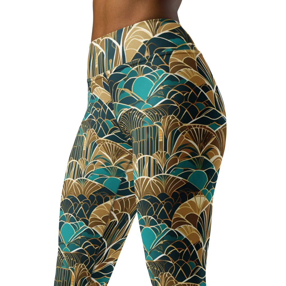 Gilded Fan Garden on Yoga Leggings — Left Front