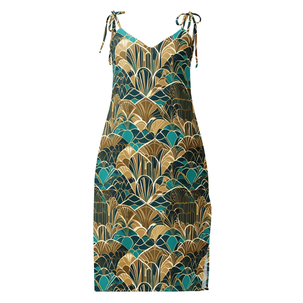 Gilded Fan Garden on Slip Dress — Front