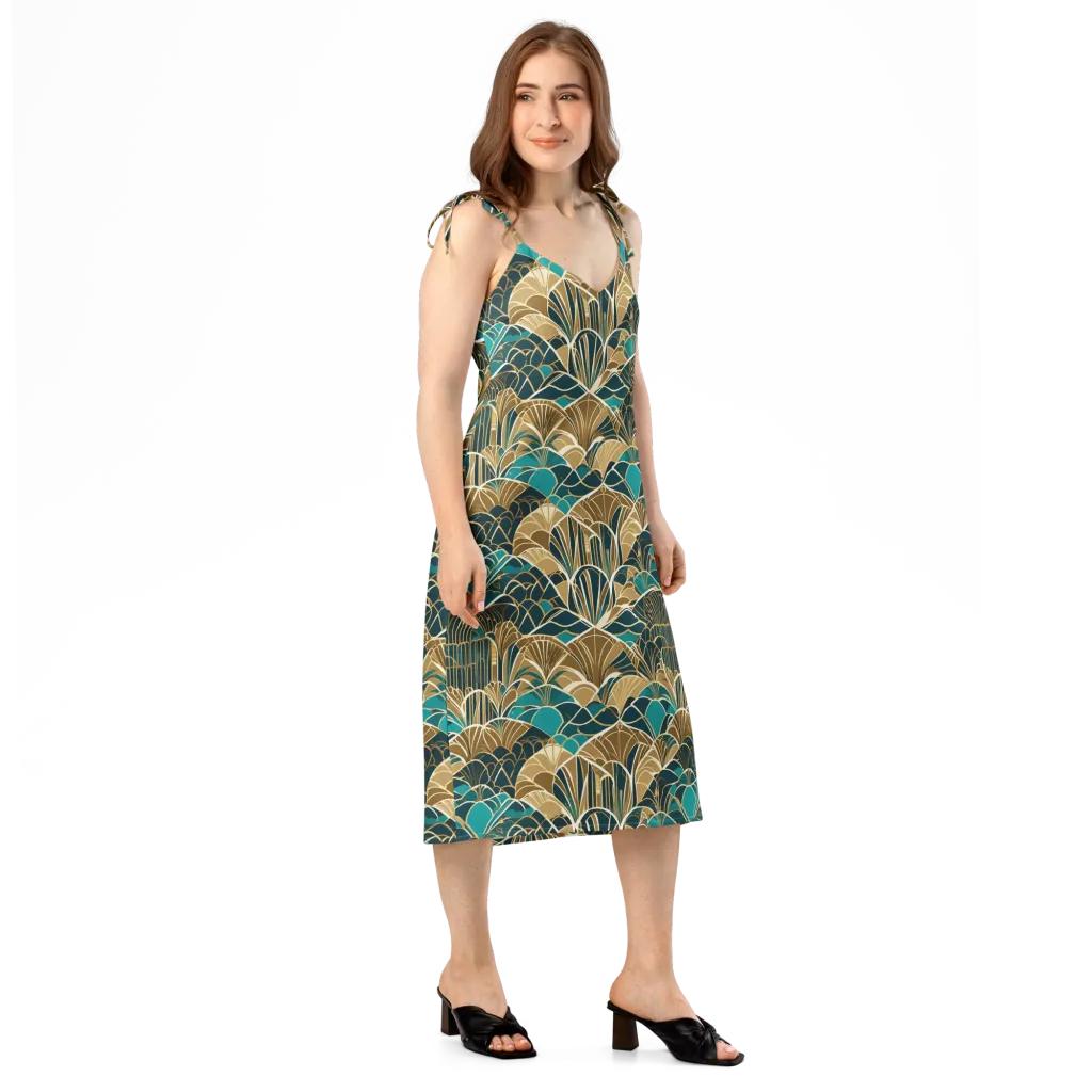 Gilded Fan Garden on Slip Dress — Right Front