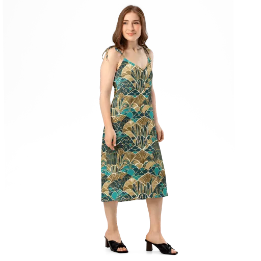 Gilded Fan Garden on a Slip Dress