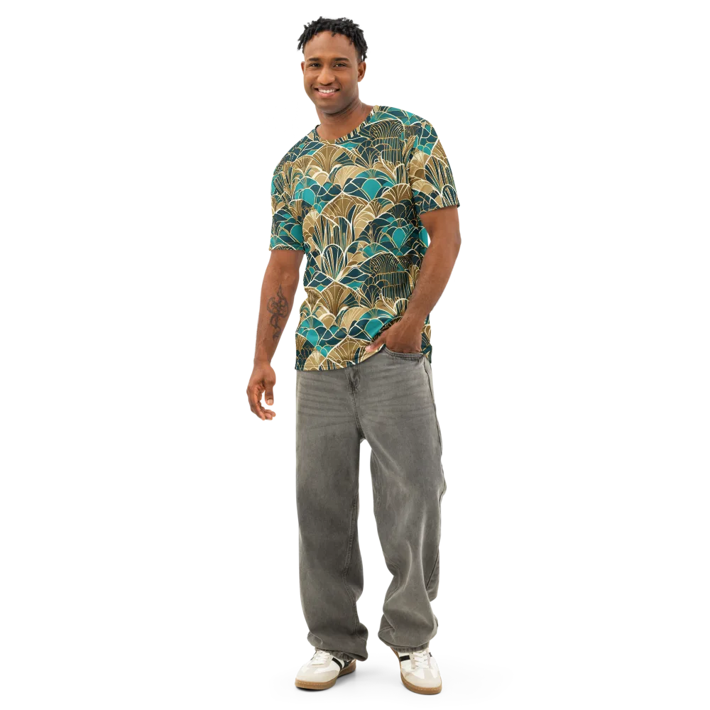 Gilded Fan Garden on Men's Cotton Crew Neck T-Shirt — Front