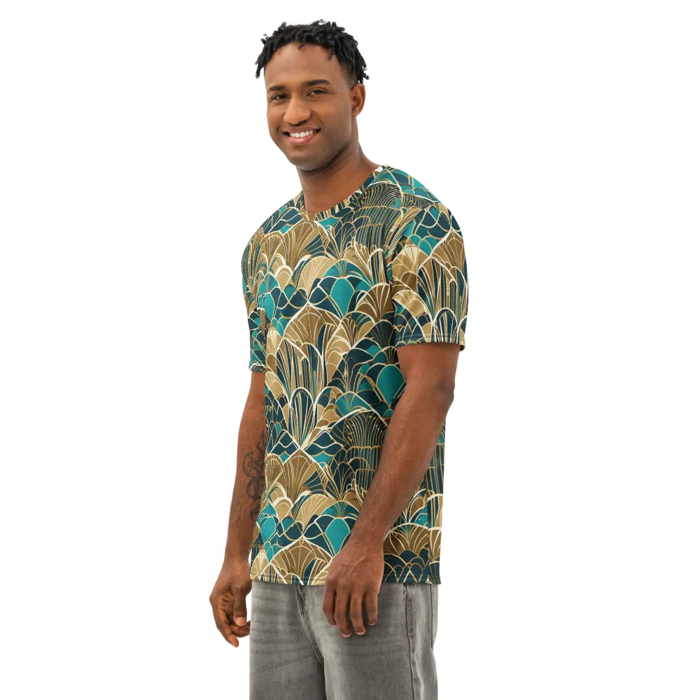 Gilded Fan Garden on Men's Cotton Crew Neck T-Shirt — Left Front