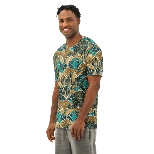 Gilded Fan Garden on a Men's Cotton Crew Neck T-Shirt