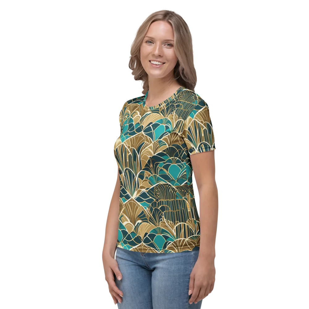 Gilded Fan Garden on Women's Crew Neck T-Shirt — Left