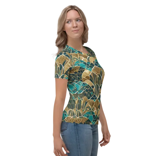Gilded Fan Garden on a Women's Crew Neck T-Shirt