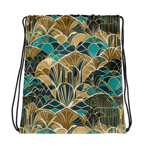 Gilded Fan Garden on a Drawstring Bag