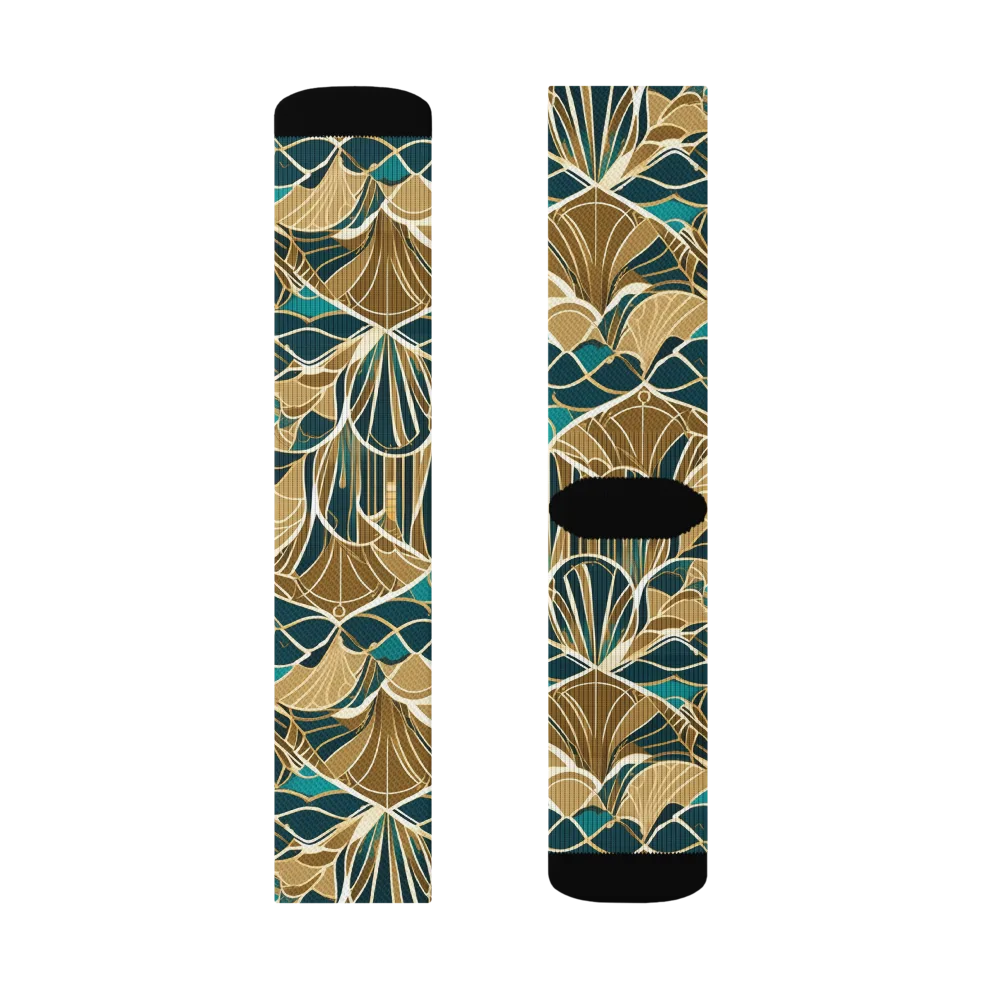 Gilded Fan Garden on Socks — Right Sock