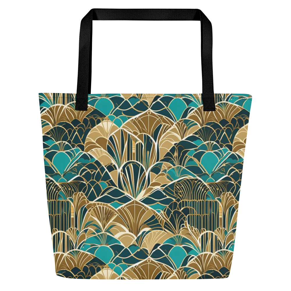 Gilded Fan Garden on Large Tote Bag W/ Pocket — Front