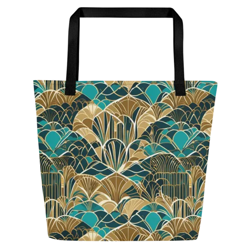 Gilded Fan Garden on a Large Tote Bag W/ Pocket