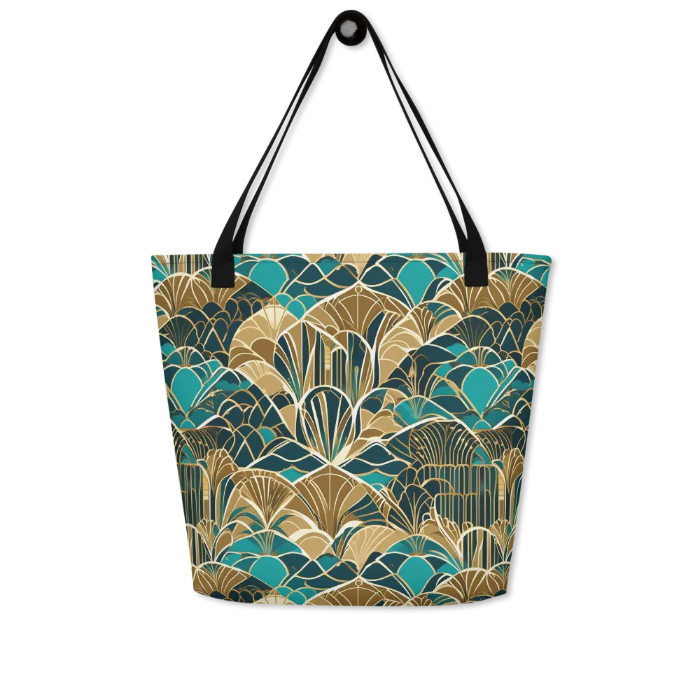 Gilded Fan Garden on Large Tote Bag W/ Pocket — Front