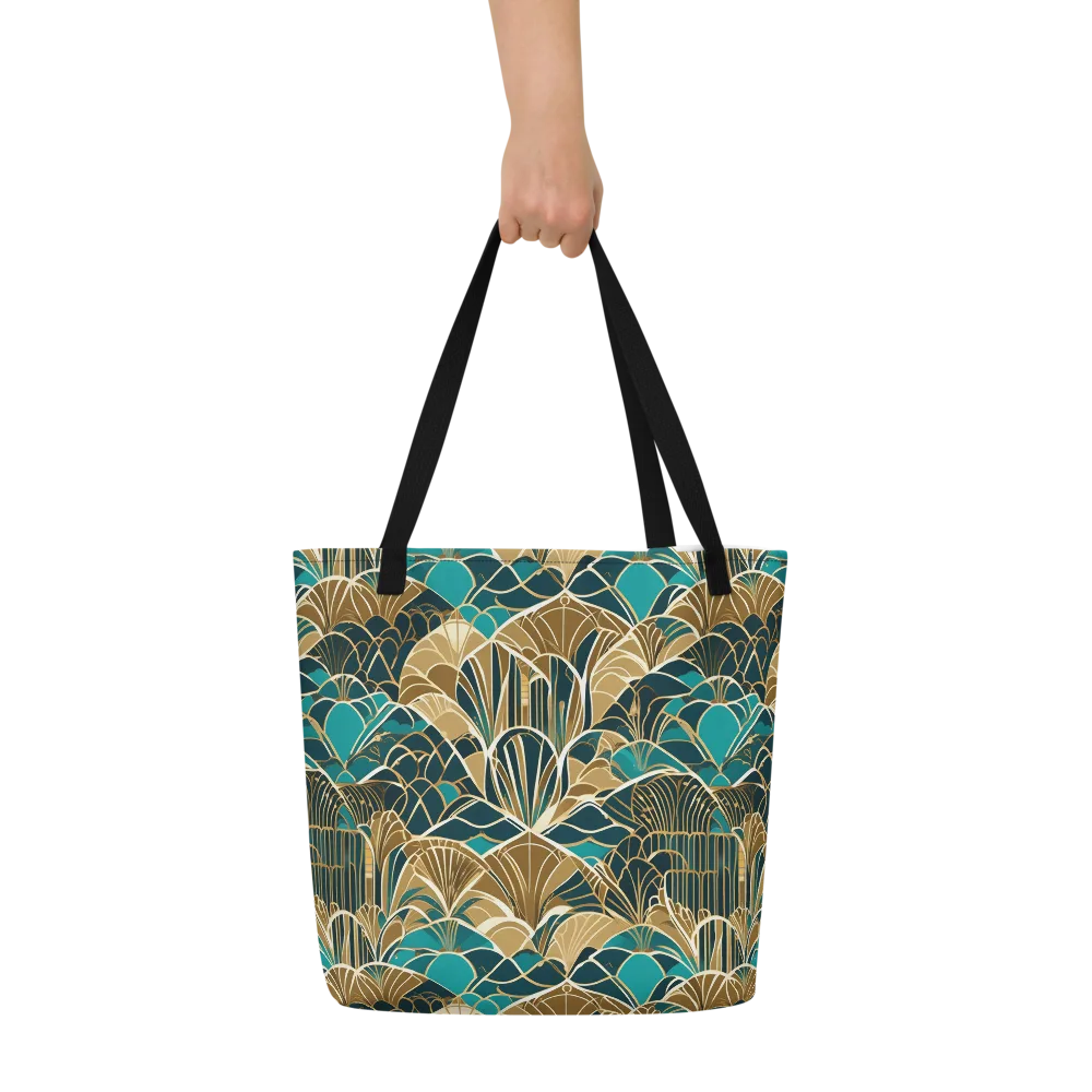Gilded Fan Garden on Large Tote Bag W/ Pocket — Front