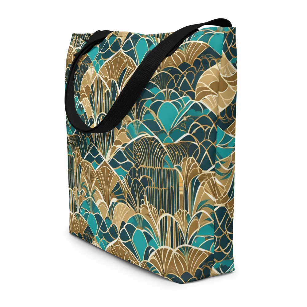 Gilded Fan Garden on Large Tote Bag W/ Pocket — Front