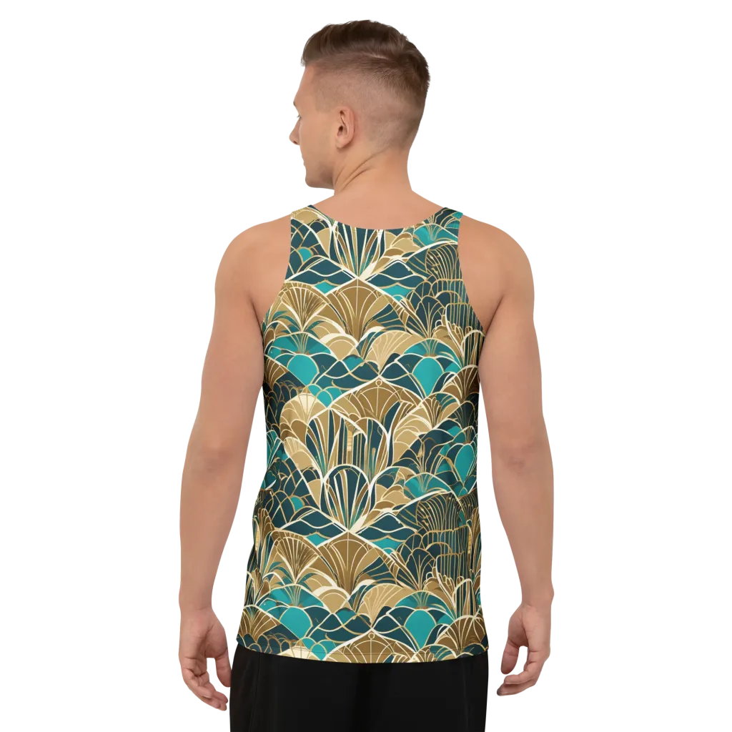 Gilded Fan Garden on Men's Tank Top — Back