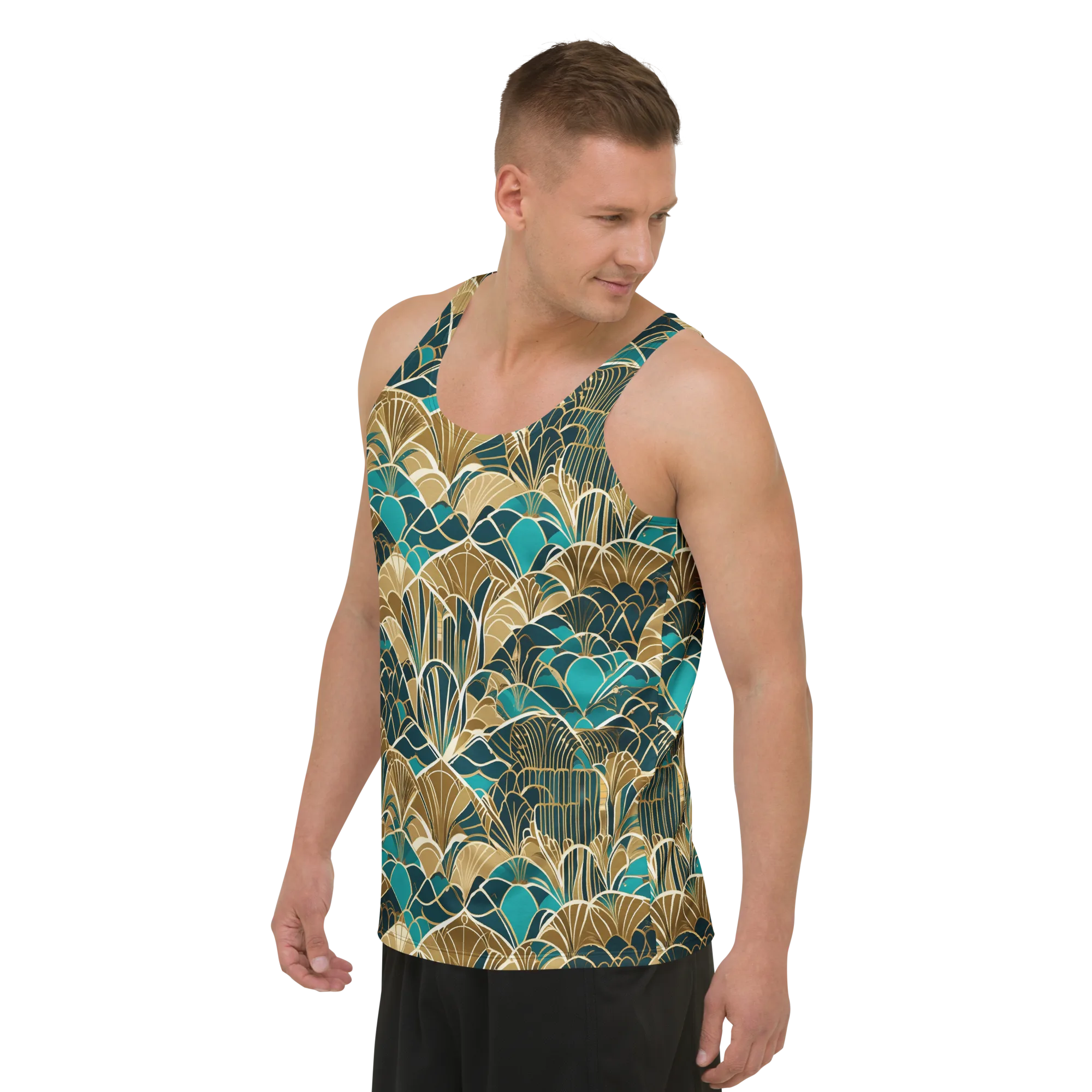 Gilded Fan Garden on Men's Tank Top — Left Front
