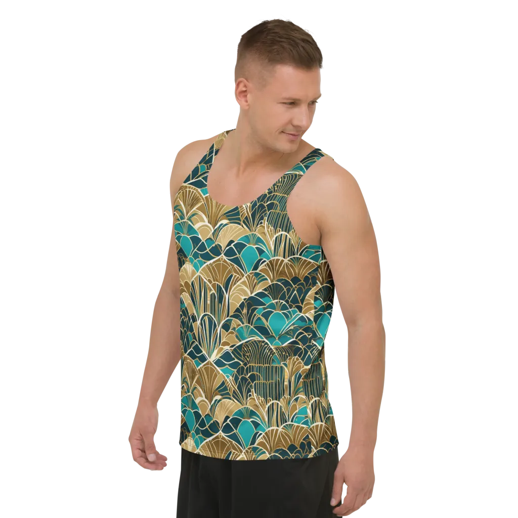 Gilded Fan Garden on Men's Tank Top — Left Front