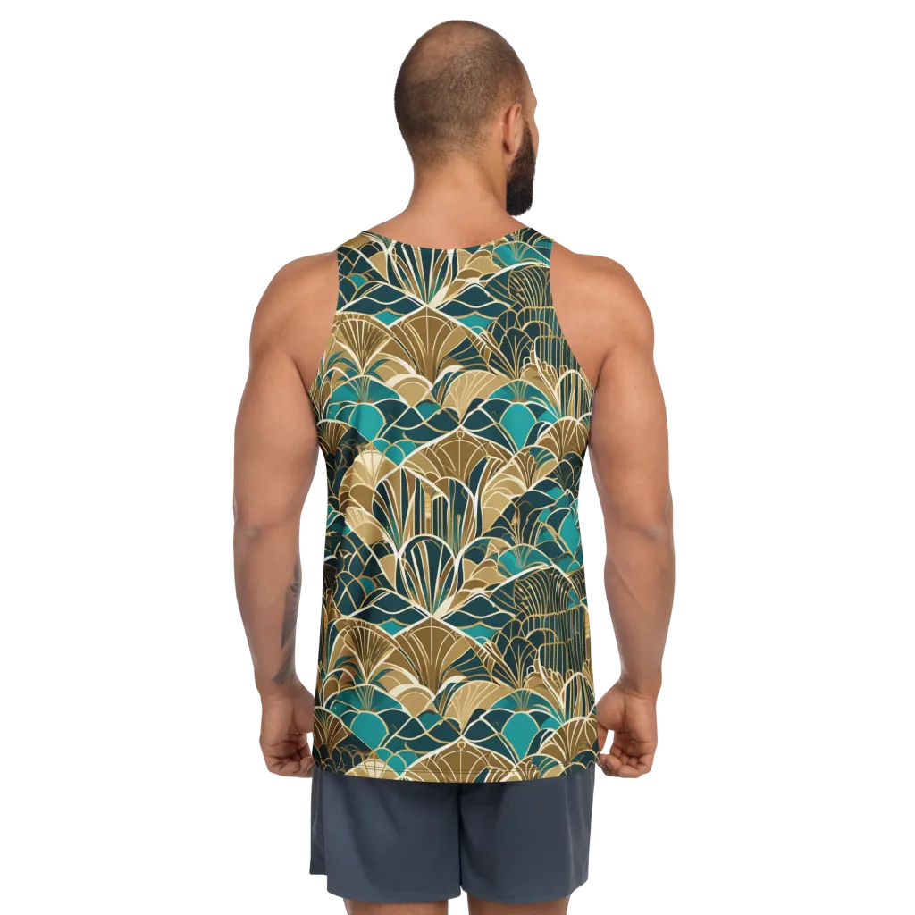 Gilded Fan Garden on Men's Tank Top — Back