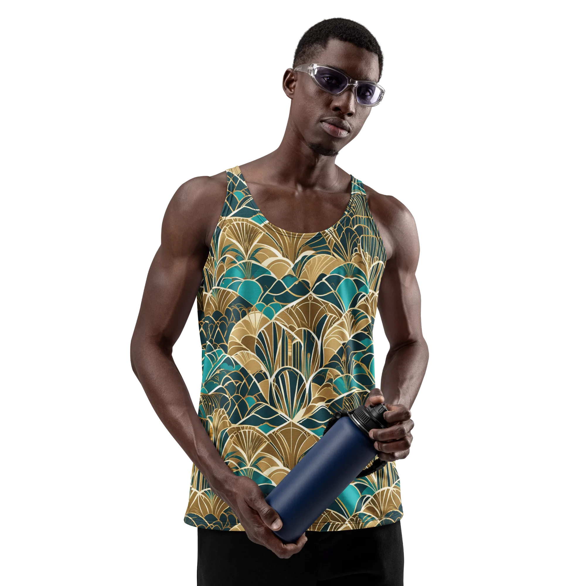 Gilded Fan Garden on Men's Tank Top — Front