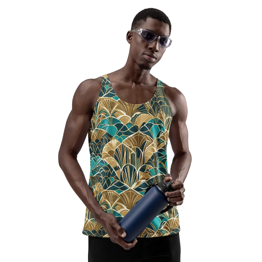 Gilded Fan Garden on Men's Tank Top — Front