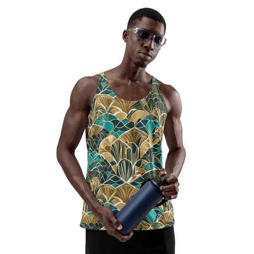 Gilded Fan Garden on a Men's Tank Top