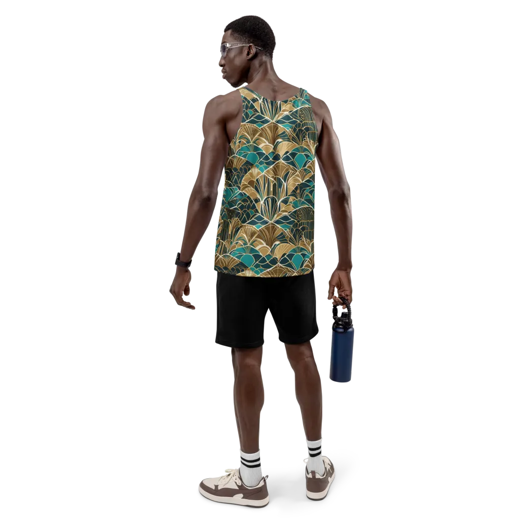 Gilded Fan Garden on Men's Tank Top — Back