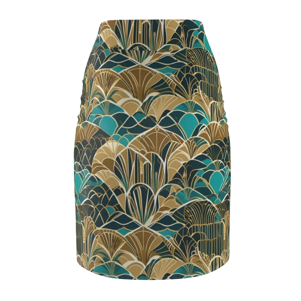 Gilded Fan Garden on Pencil Skirt — Back