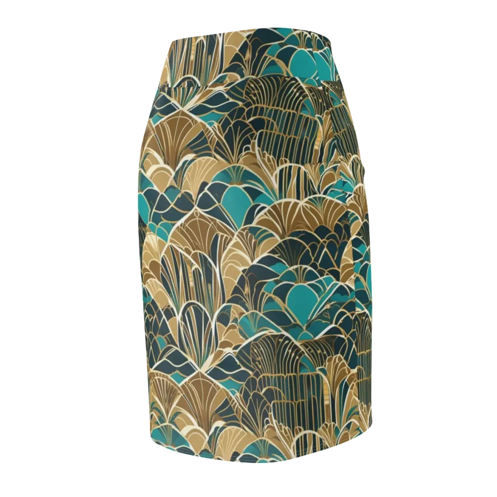 Gilded Fan Garden on Pencil Skirt — Back Side