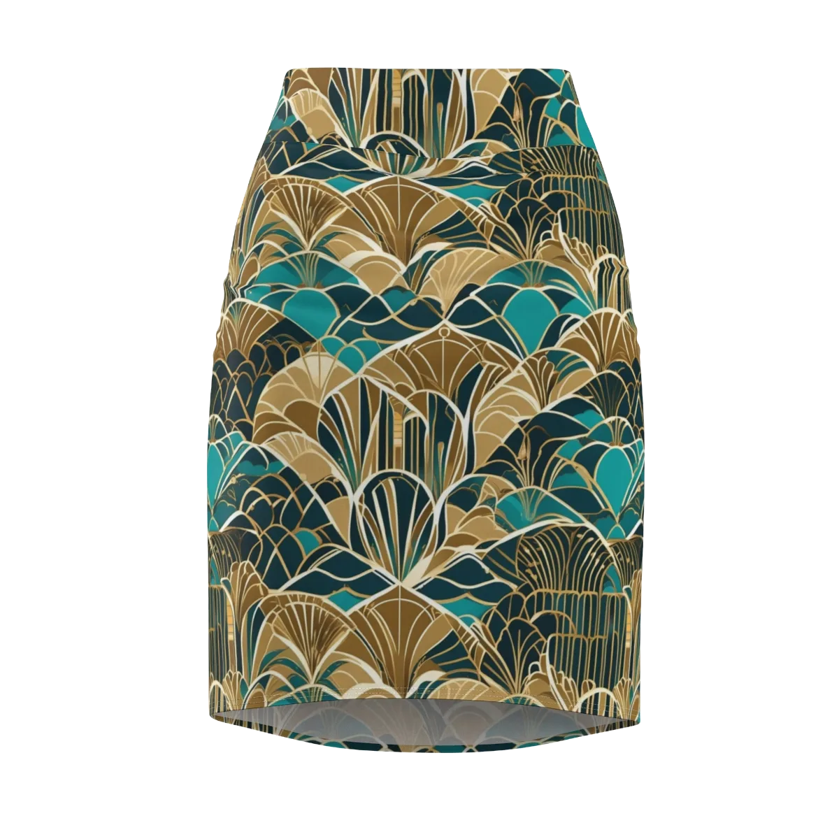 Gilded Fan Garden on Pencil Skirt — Front