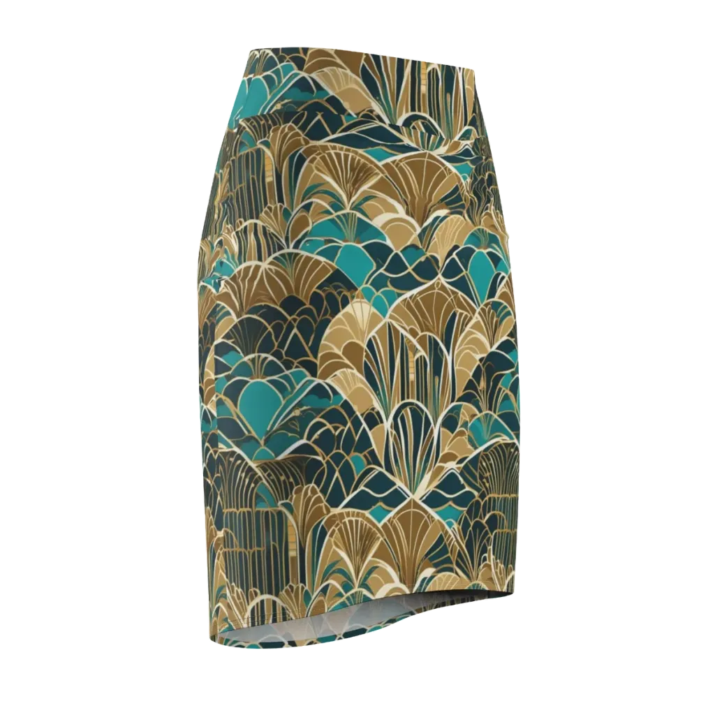 Gilded Fan Garden on Pencil Skirt — Front Side