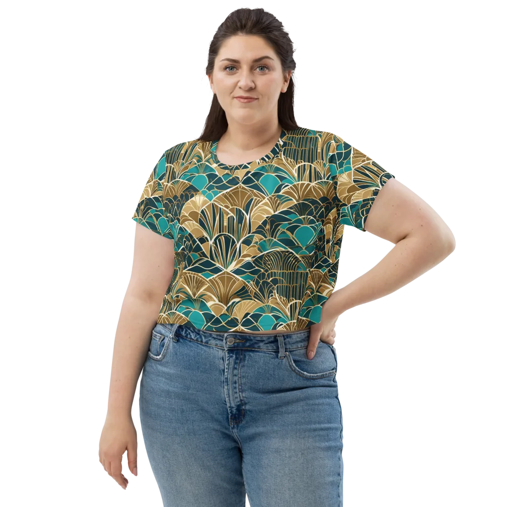 Gilded Fan Garden on Crop Tee — Front