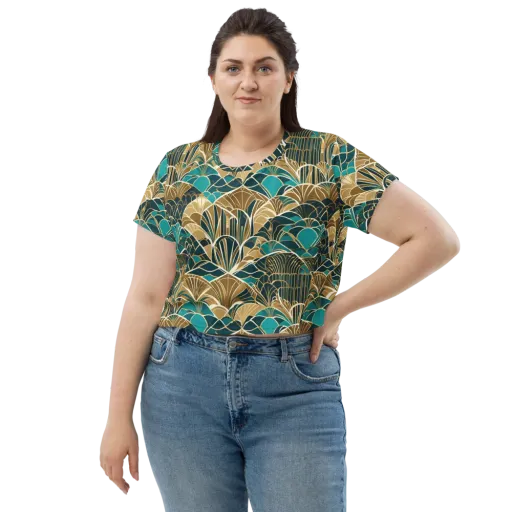 Gilded Fan Garden on a Crop Tee