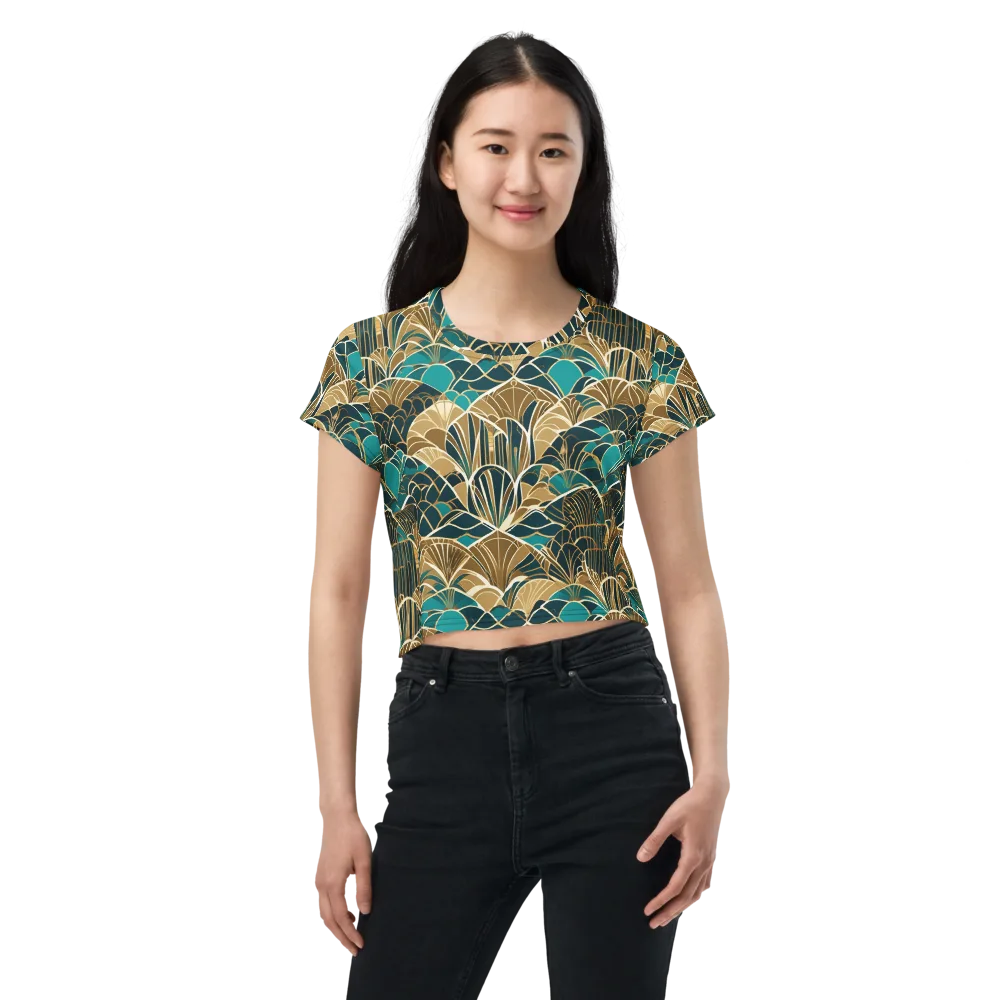 Gilded Fan Garden on Crop Tee — Front