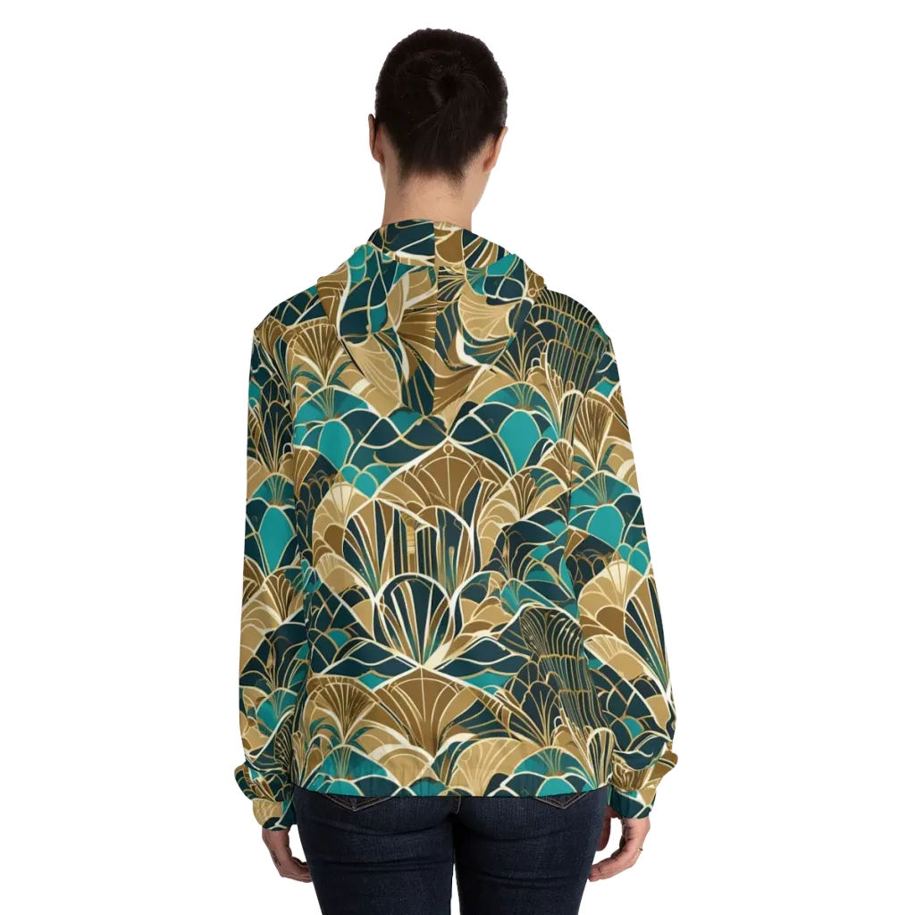 Gilded Fan Garden on Women's Full-Zip Hoodie — Back On Person