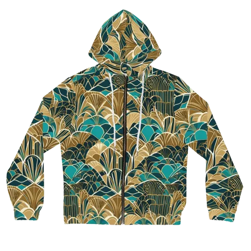 Gilded Fan Garden on a Women's Full-Zip Hoodie