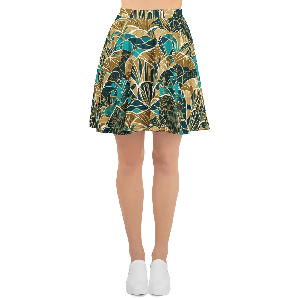 Gilded Fan Garden on Skater Skirt — Front