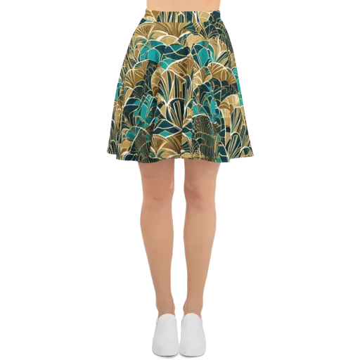 Gilded Fan Garden on a Skater Skirt