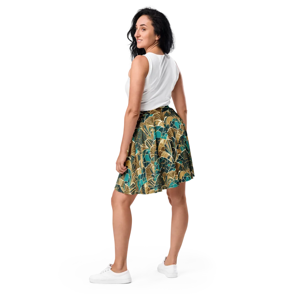 Gilded Fan Garden on Skater Skirt — Back