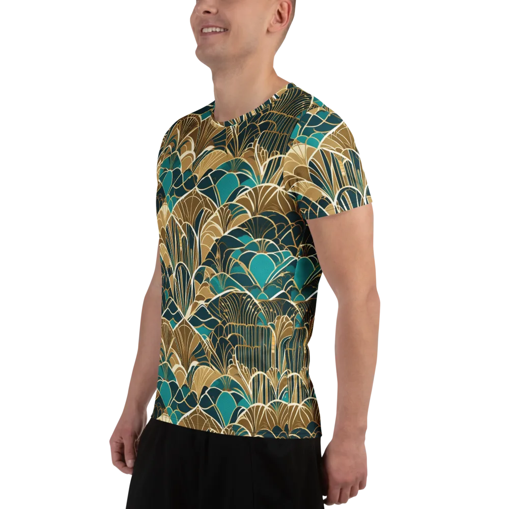 Gilded Fan Garden on Men's Athletic T-Shirt — Left