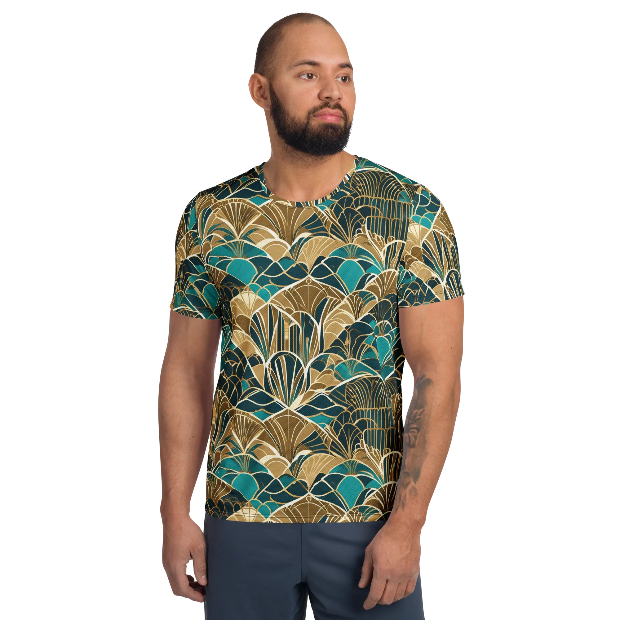 Gilded Fan Garden on Men's Athletic T-Shirt — Front