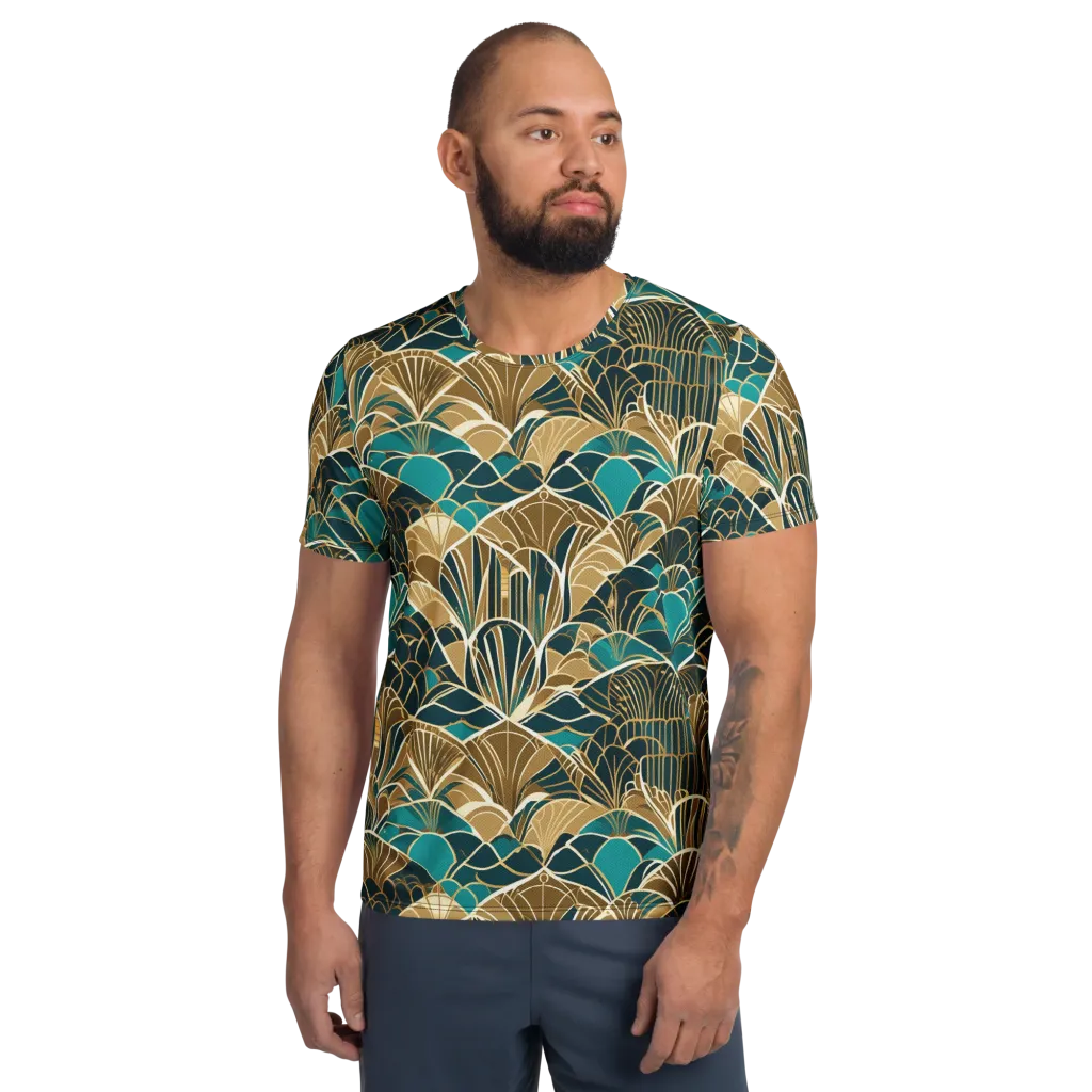 Gilded Fan Garden on Men's Athletic T-Shirt — Front