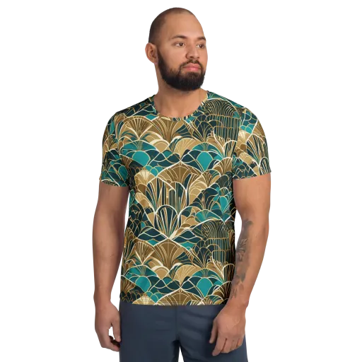Gilded Fan Garden on a Men's Athletic T-Shirt