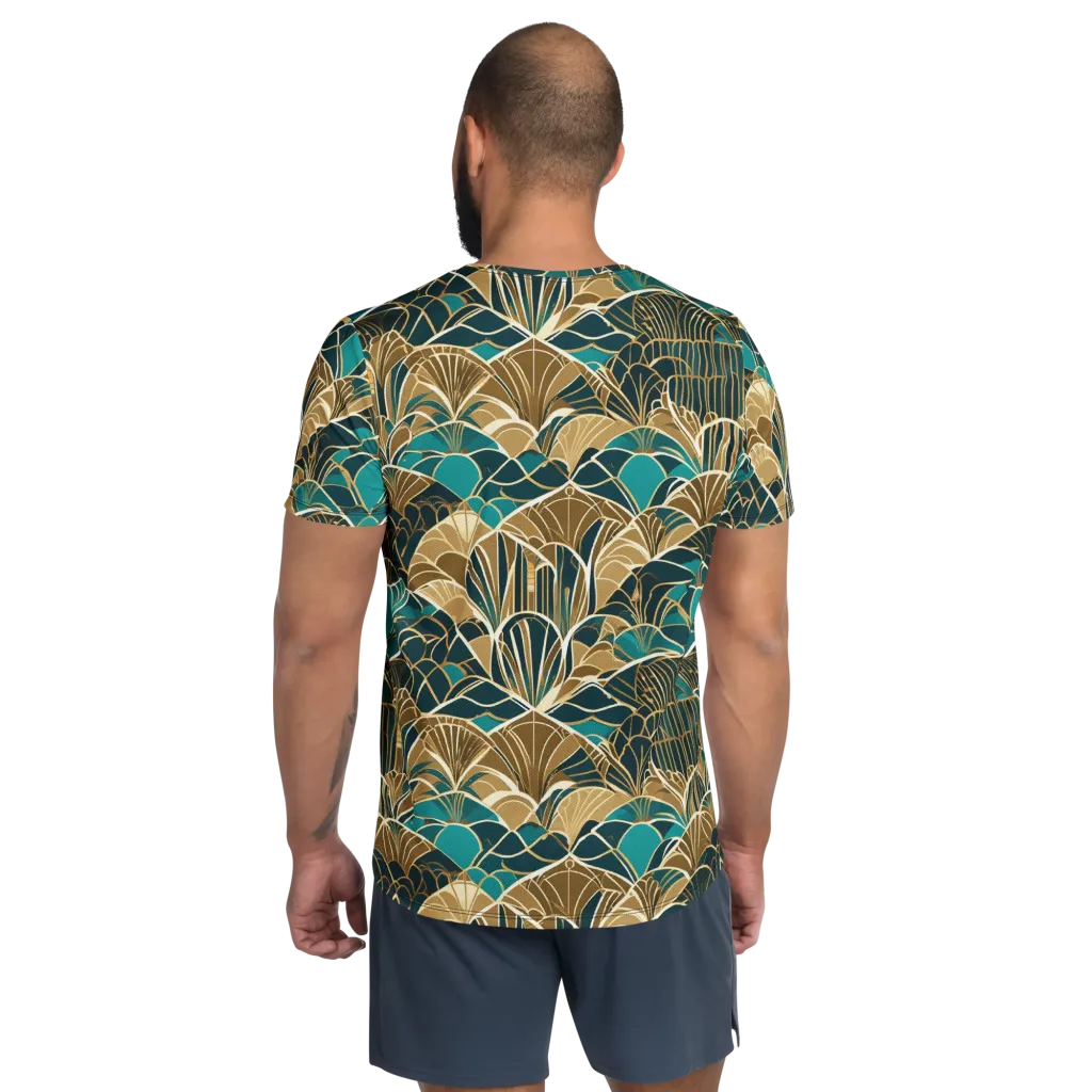 Gilded Fan Garden on Men's Athletic T-Shirt — Back