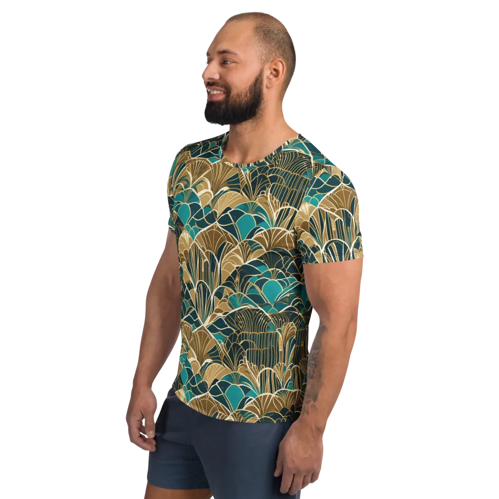 Gilded Fan Garden on Men's Athletic T-Shirt — Left