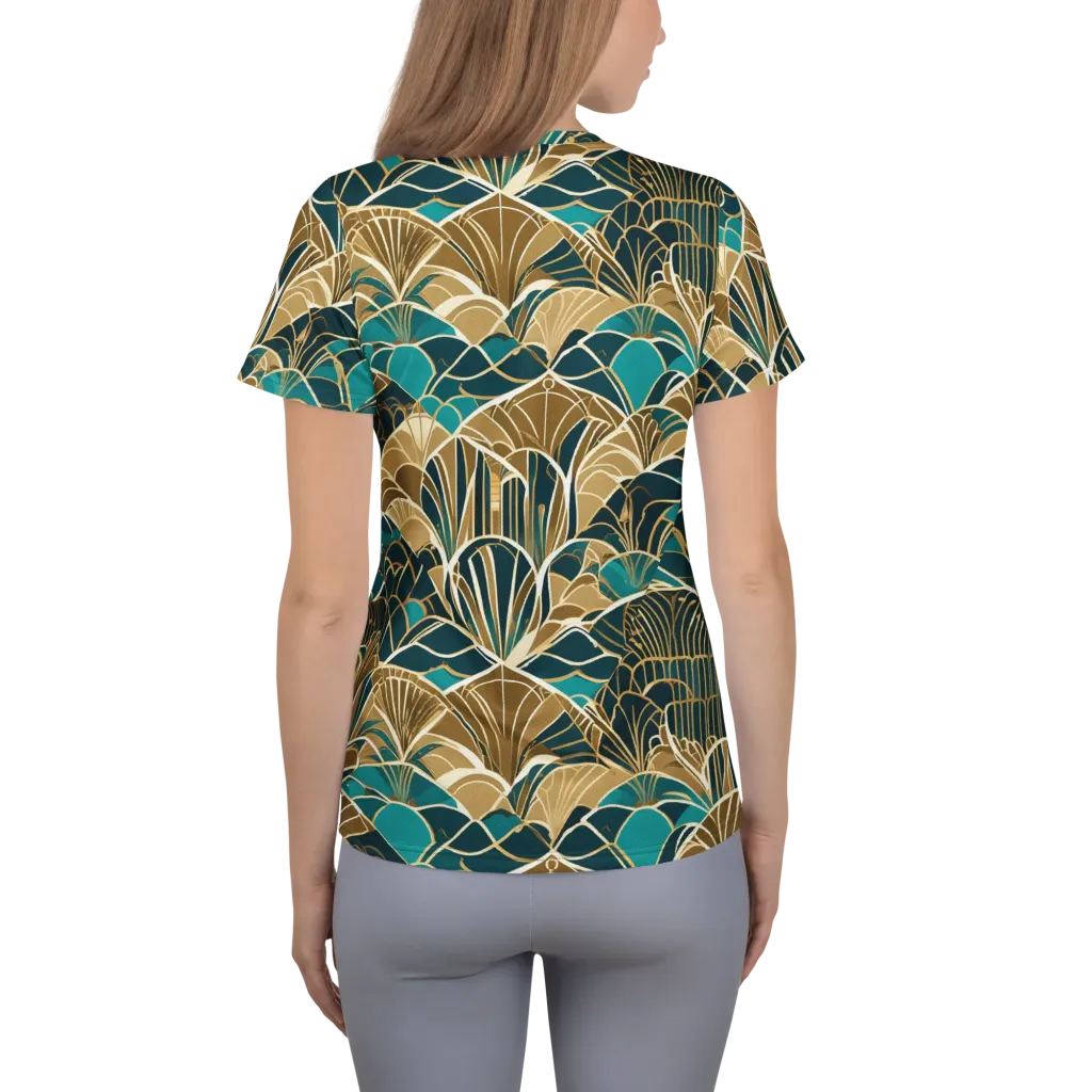 Gilded Fan Garden on Women's Athletic T-Shirt — Back