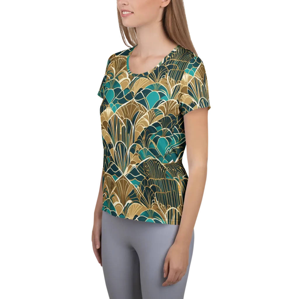 Gilded Fan Garden on Women's Athletic T-Shirt — Left