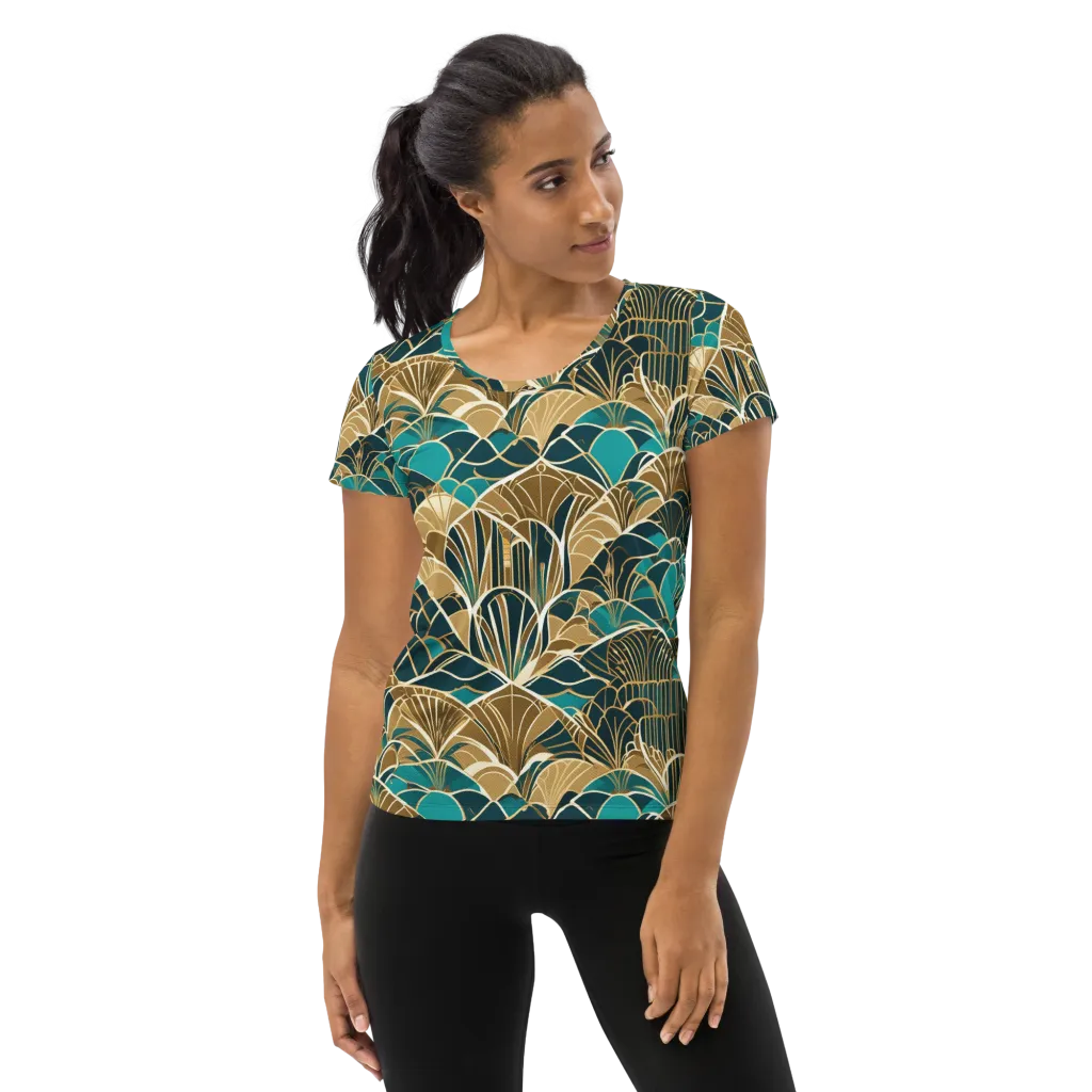 Gilded Fan Garden on Women's Athletic T-Shirt — Front
