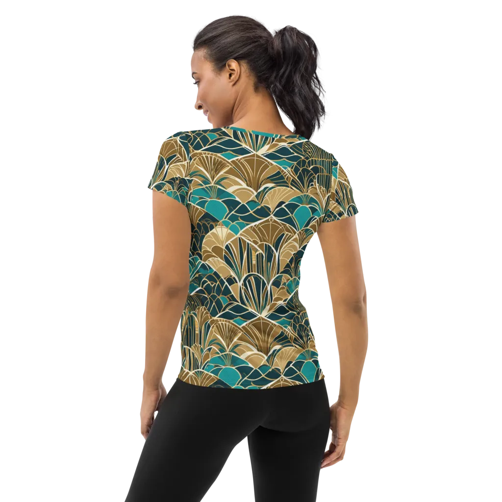 Gilded Fan Garden on Women's Athletic T-Shirt — Back