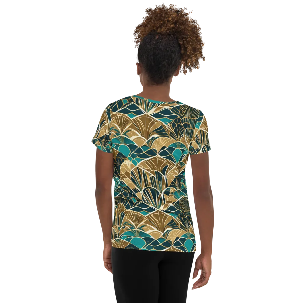 Gilded Fan Garden on Women's Athletic T-Shirt — Back