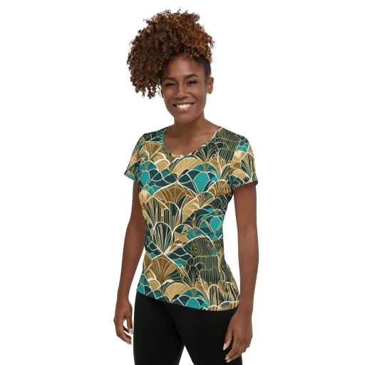 Gilded Fan Garden on a Women's Athletic T-Shirt