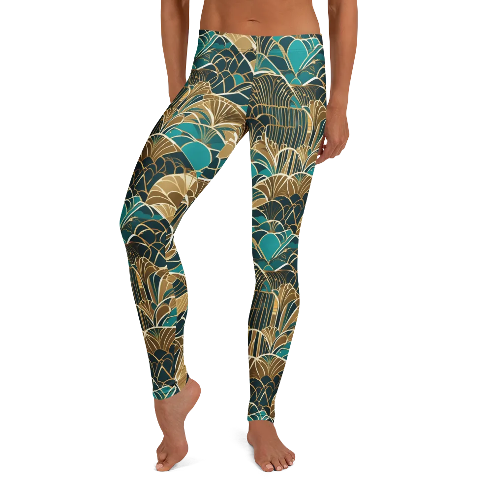 Gilded Fan Garden on Leggings — Front